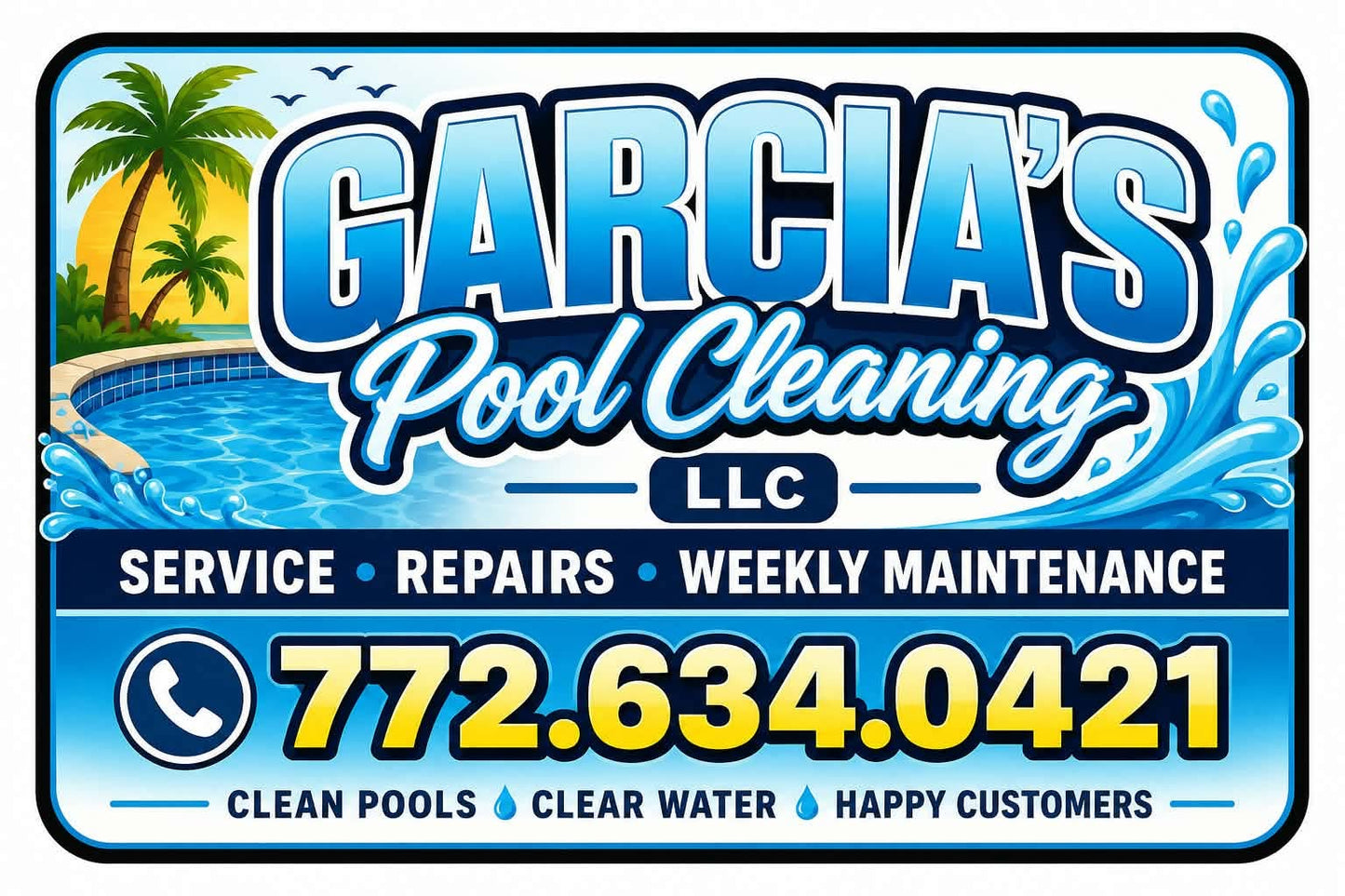 Garcias Pool Cleaning - 4 Car Magnets
