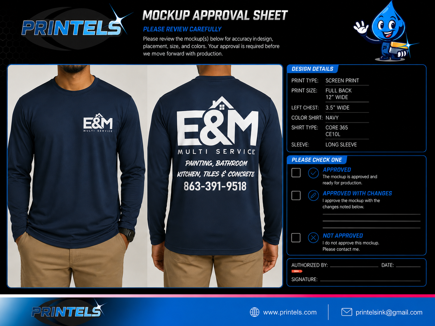 E & M Multi Service - 100% Polyester Long Sleeve Shirts and Cotton Polos - 7 pcs