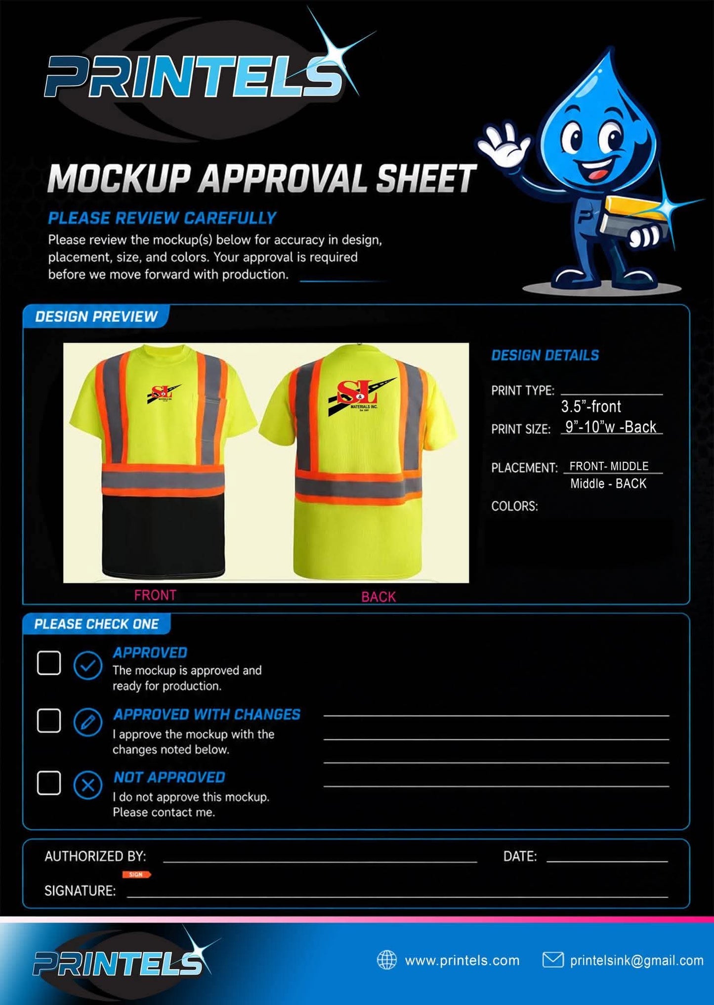 S&L Materials High Visibility Shirts - 15 pcs