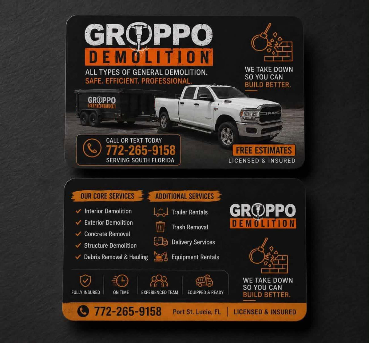 Groppo Demolition - 500 Business Cards