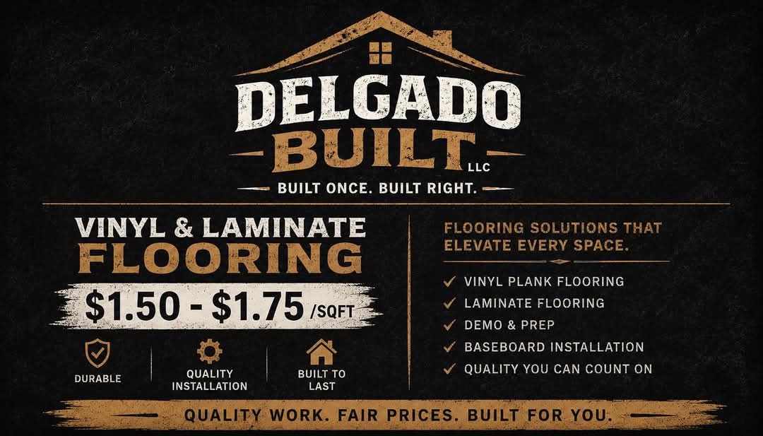 Delgado Built (f500) Business cards, (6) 100 % Polyester Short Sleeves, (1) Onesie