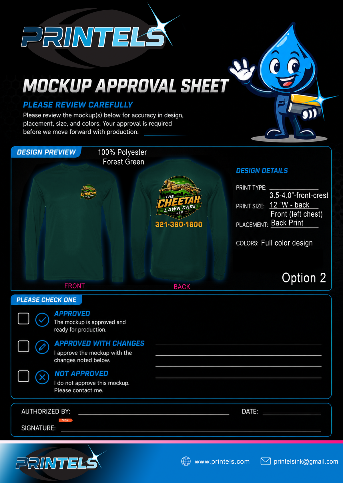 The Cheetah Lawncare LLC - 100% polyester long sleeve shirts - 15 pcs