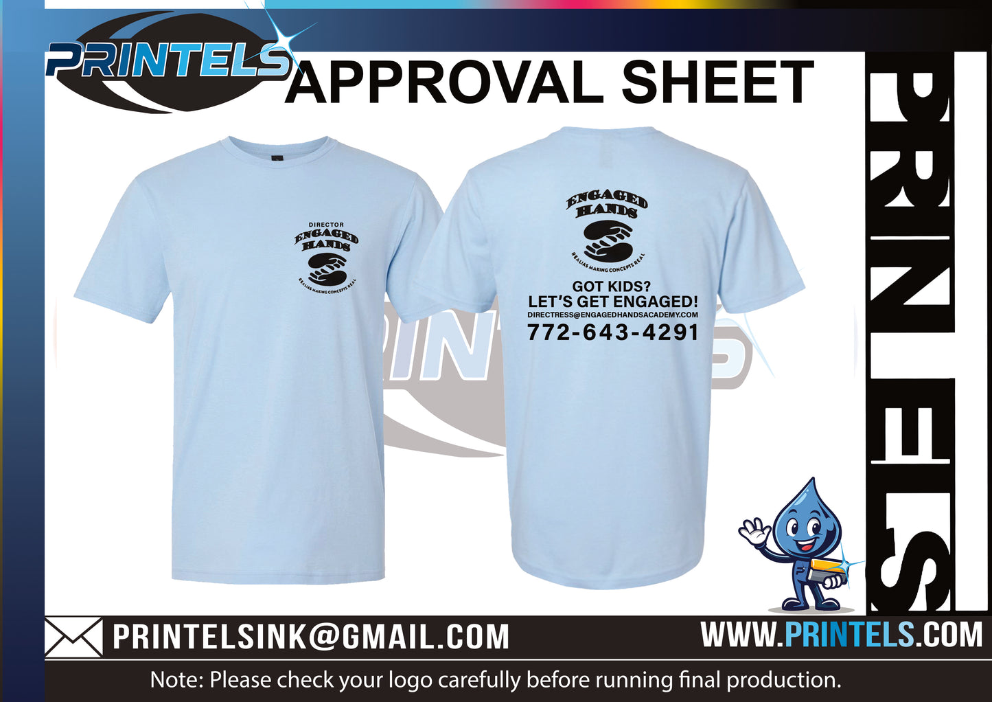Engaged Hands 1 color print screen printed front/back