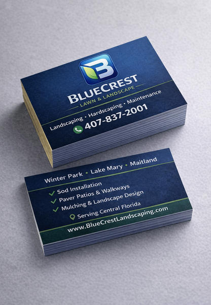BlueCrest Lawn & Landscape - Business cards & Door Hangers