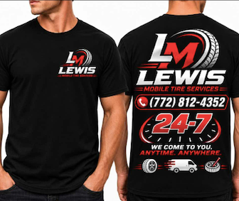 LM Lewis Mobile Tire Services - 12 pcs - Sleeveless Tanks, Short and Long Sleeve - Polyester Shirts