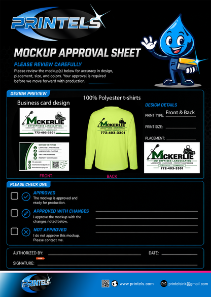 Mckerlie Custom Shirts & 100  Business cards