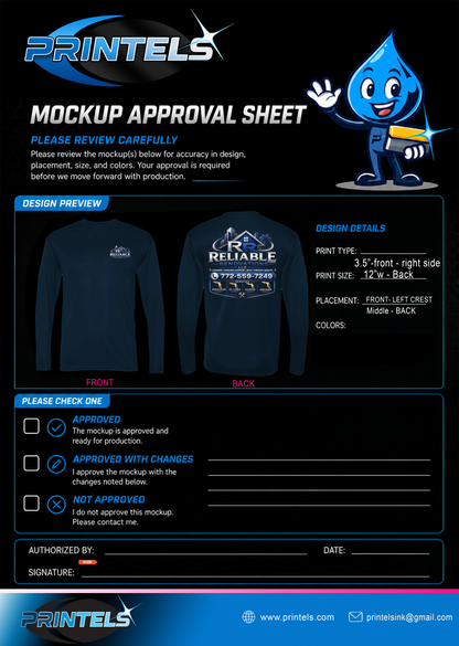 RR Reliable Renovations - 100% polyester short and long sleeve shirts - 4 pcs & 2 hats