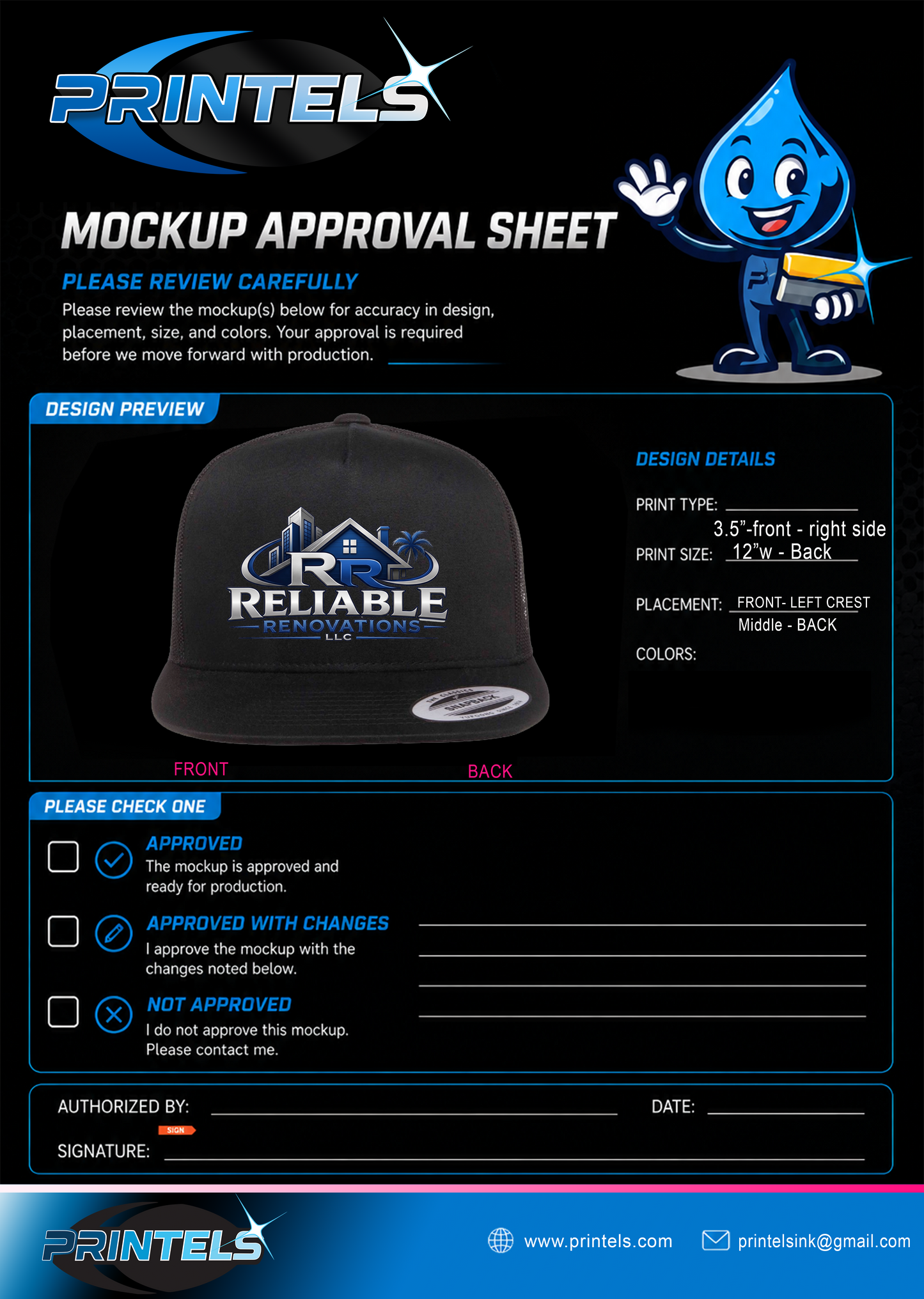 RR Reliable Renovations - 100% polyester short and long sleeve shirts - 4 pcs & 2 hats