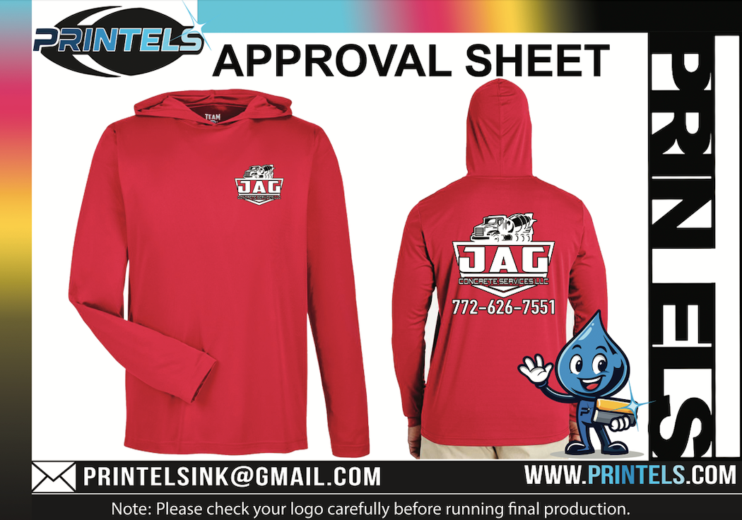 Jag concrete services LLC 100% Polyester Hooded t-shirts - 14 pieces
