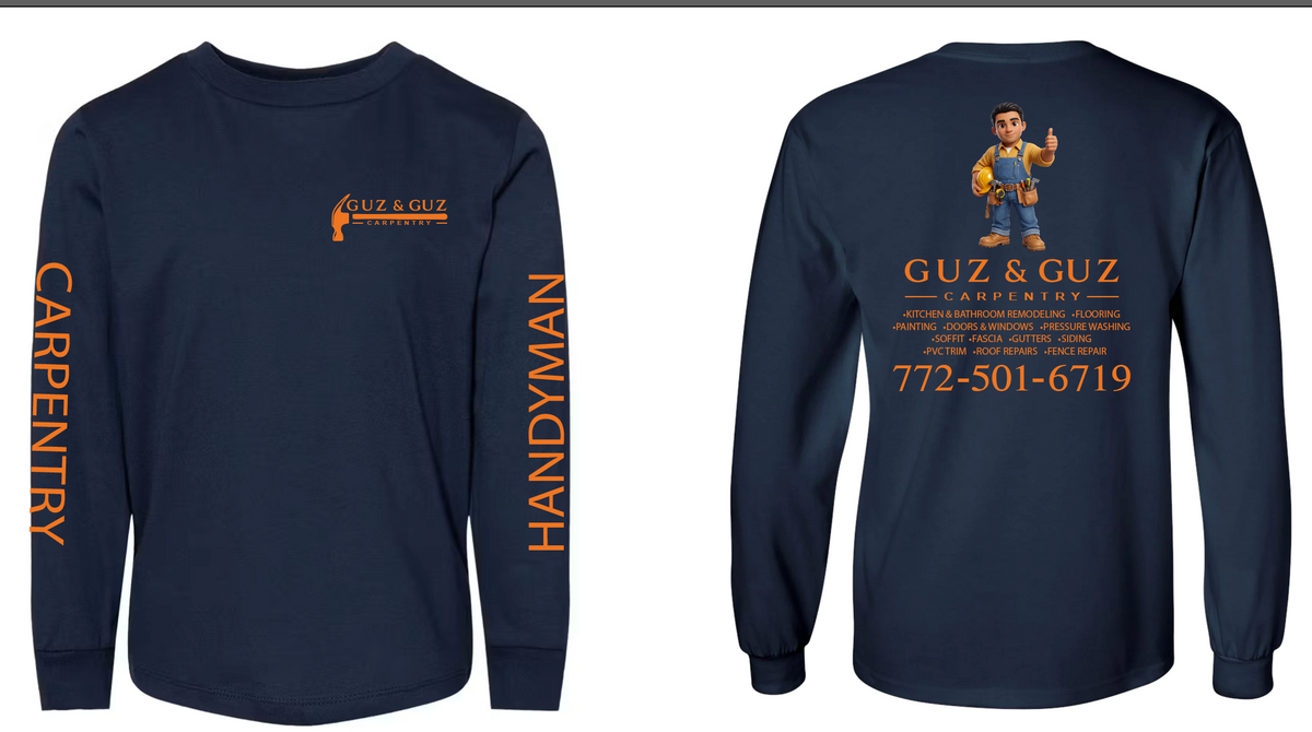 Guz & Guz Carpentry - 100% Cotton Short Sleeve Shirts, Long Sleeve Shirts, Polos - 15 pcs
