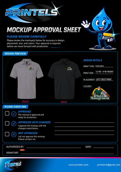 Mulch Management Custom polos & T-shirts - 125 total pieces