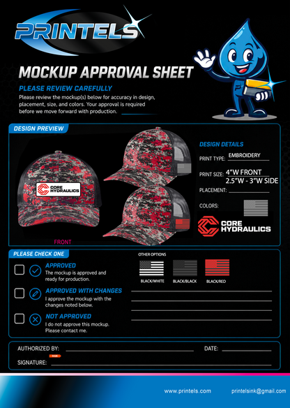 Core Hydraulics Embroidered Mesh Trucker hats - 50 pcs