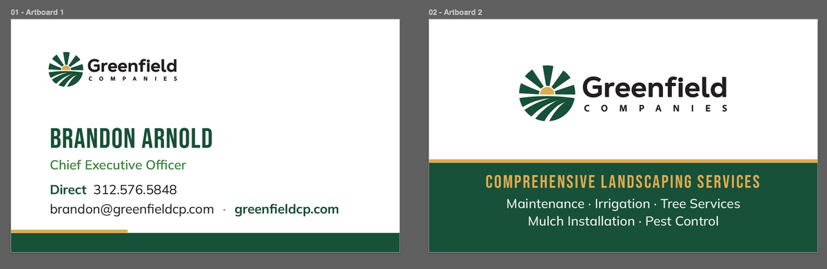 Greenfield Companies Business cards - Soft Touch Suede