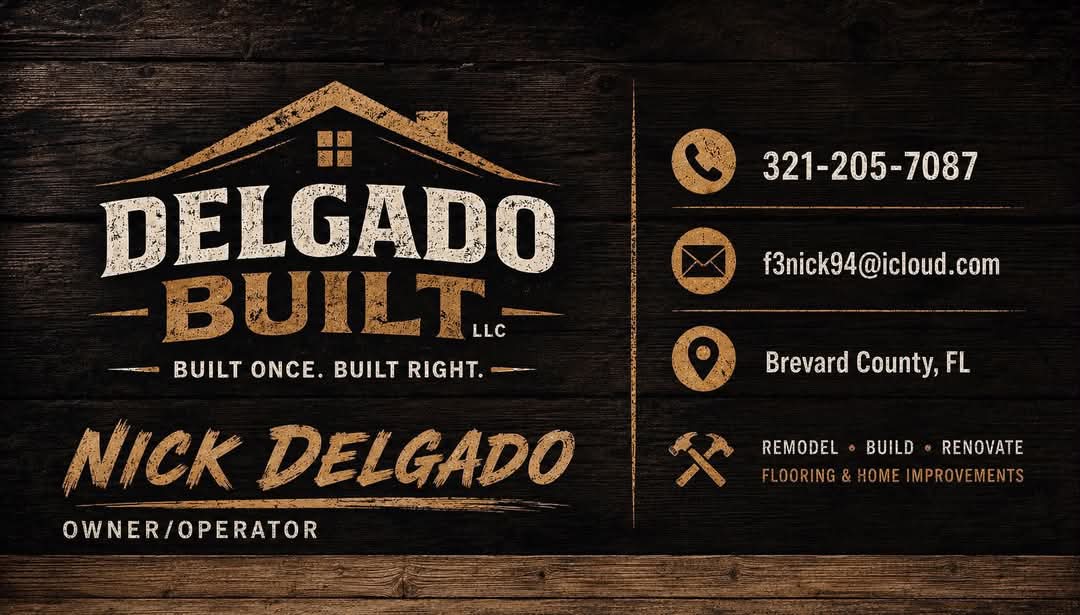 Delgado Built (f500) Business cards, (6) 100 % Polyester Short Sleeves, (1) Onesie