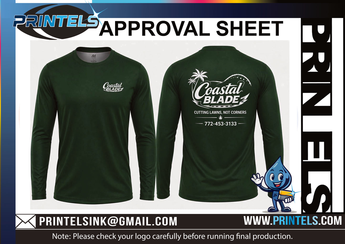 Coastal Blade 100% polyester long sleeve t-shirts - 10 qty