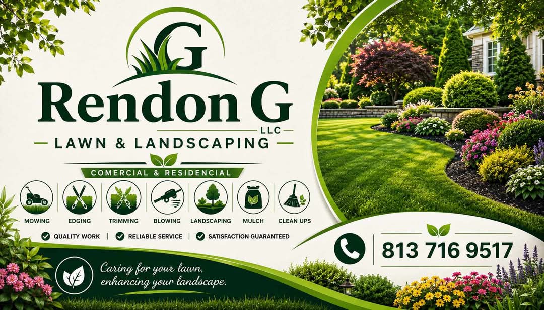 Rendon G Lawn and Landscaping 100% polyester HOODED long sleeve Shirts  -6 Hats - 500 Business cards