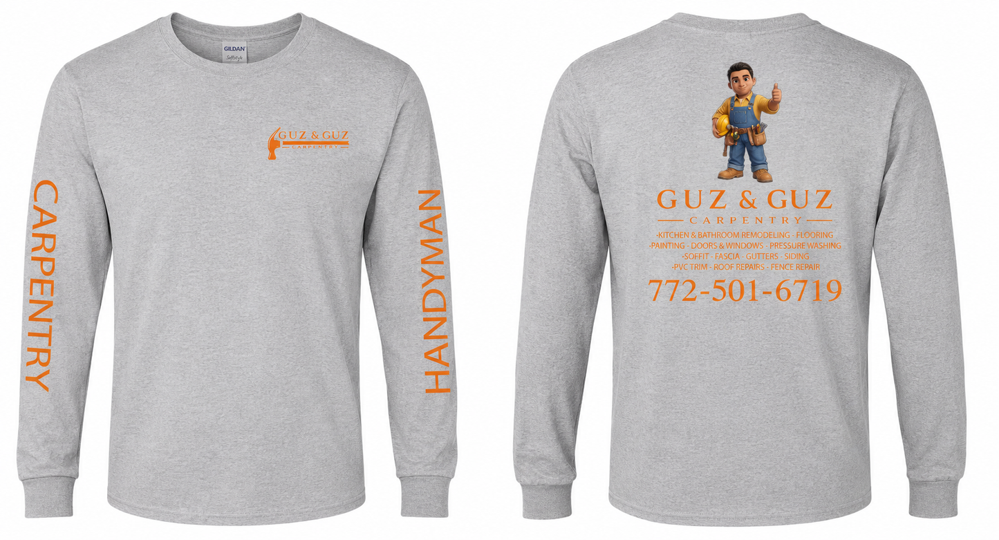 Guz & Guz Carpentry  - 5 Cotton Short and 5 Long Sleeves - 10 pcs