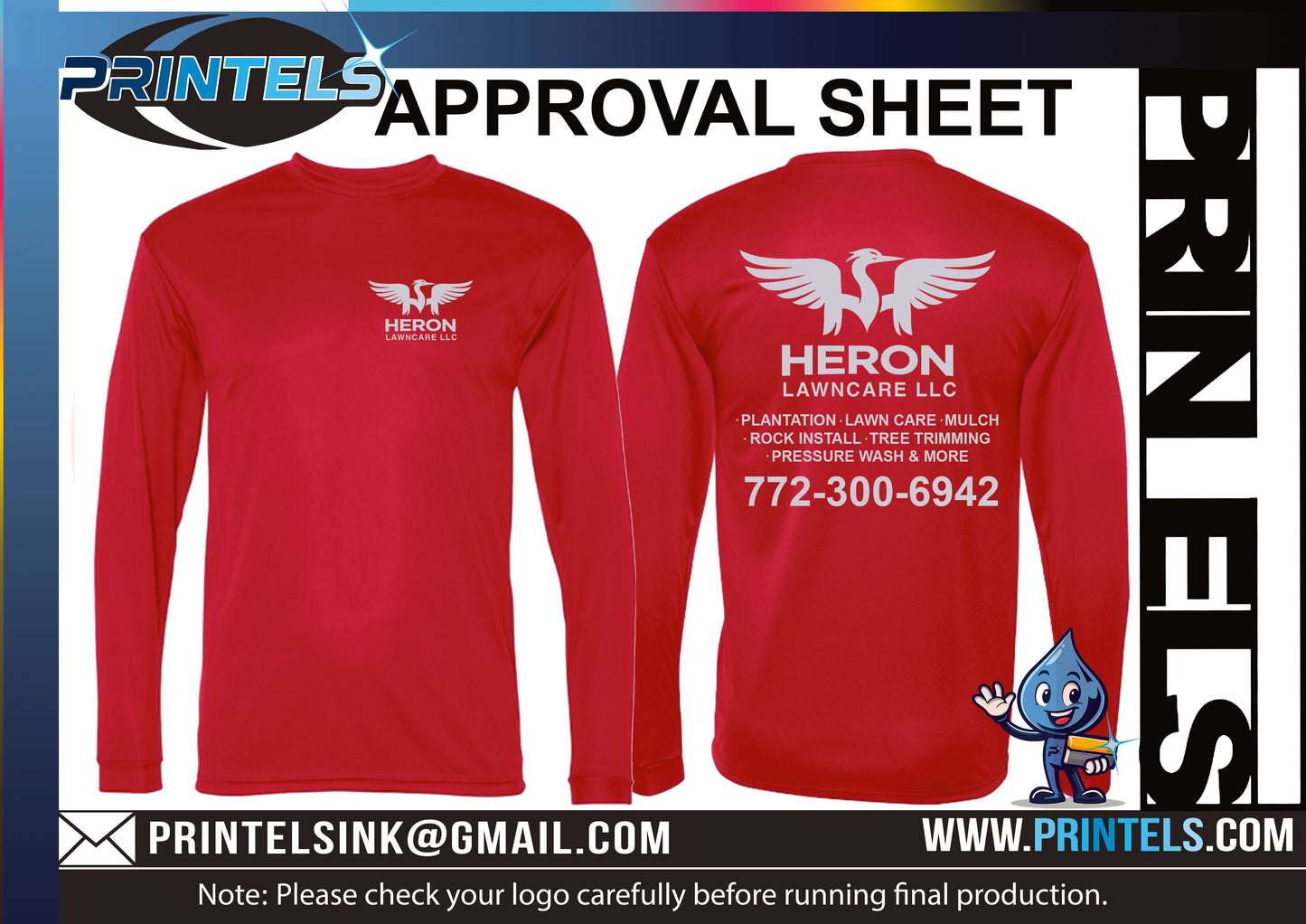Heron Lawncare LLC - Camisas Manga Largas Polyester - 30 QTY