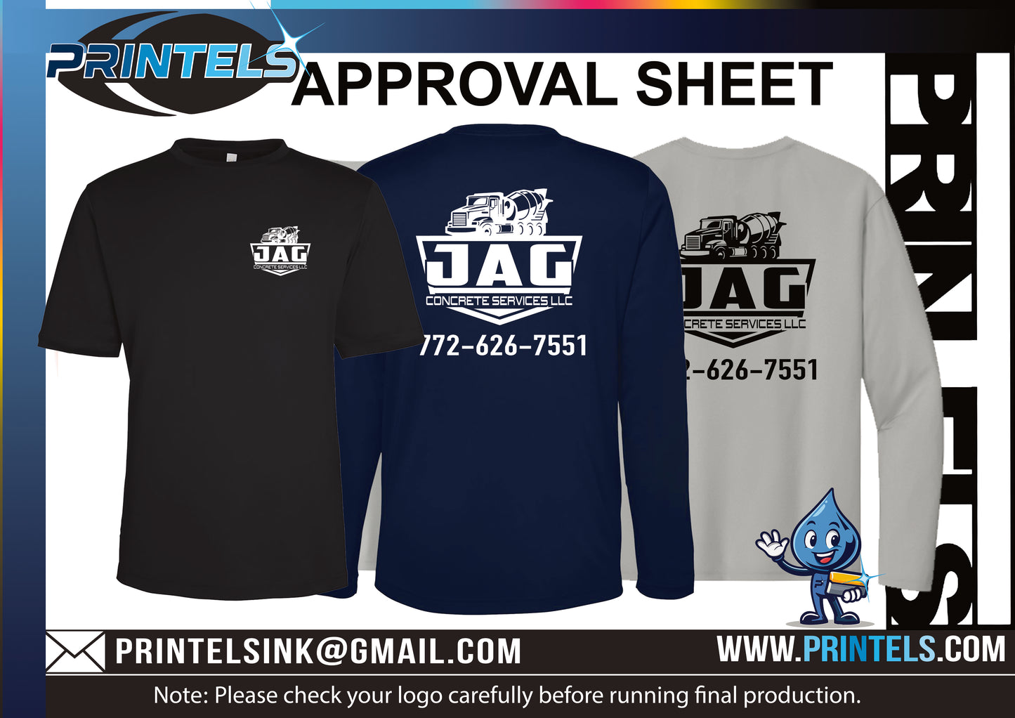 Jag concrete services LLC 100% Polyester t-shirts - 20