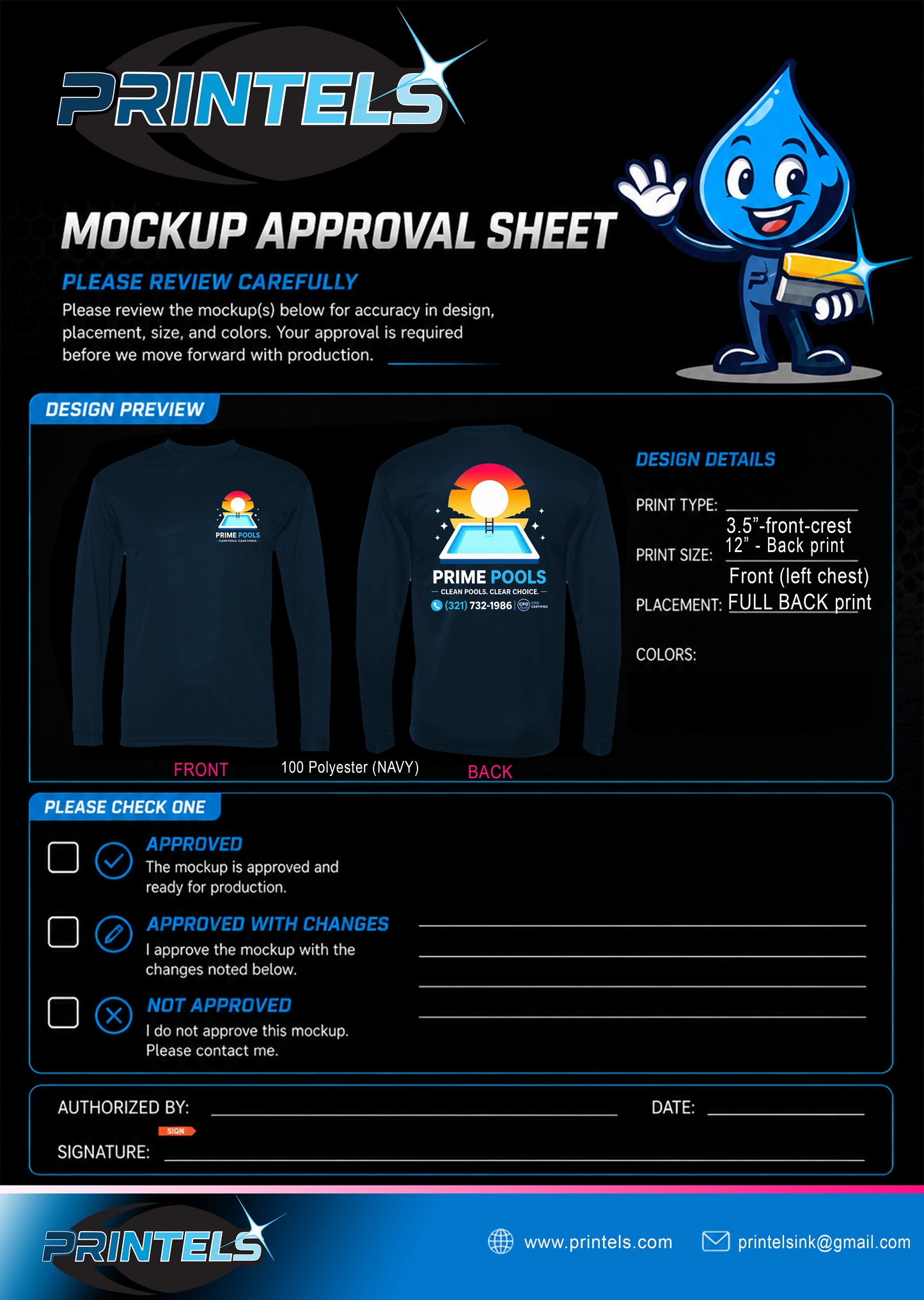 Prime Pools Shirts and Hats - 12 PCS