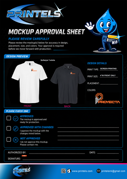 Proyecta 100% Cotton T-shirts, Polos, & hats  - 25 pcs