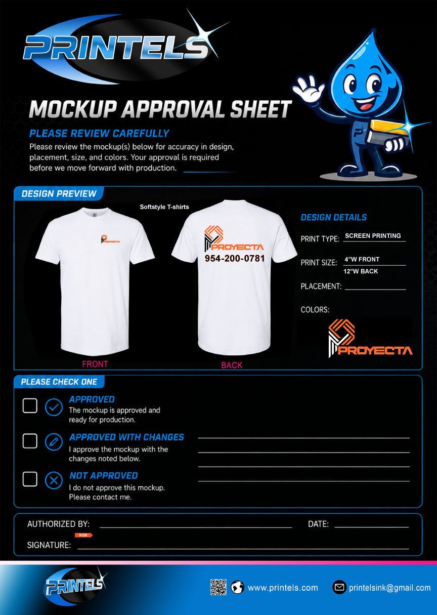 Proyecta 100% Cotton T-shirts, Polos, & hats  - 25 pcs