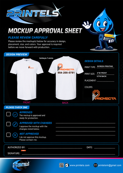 Proyecta 100% Cotton T-shirts, Polos, & hats  - 25 pcs
