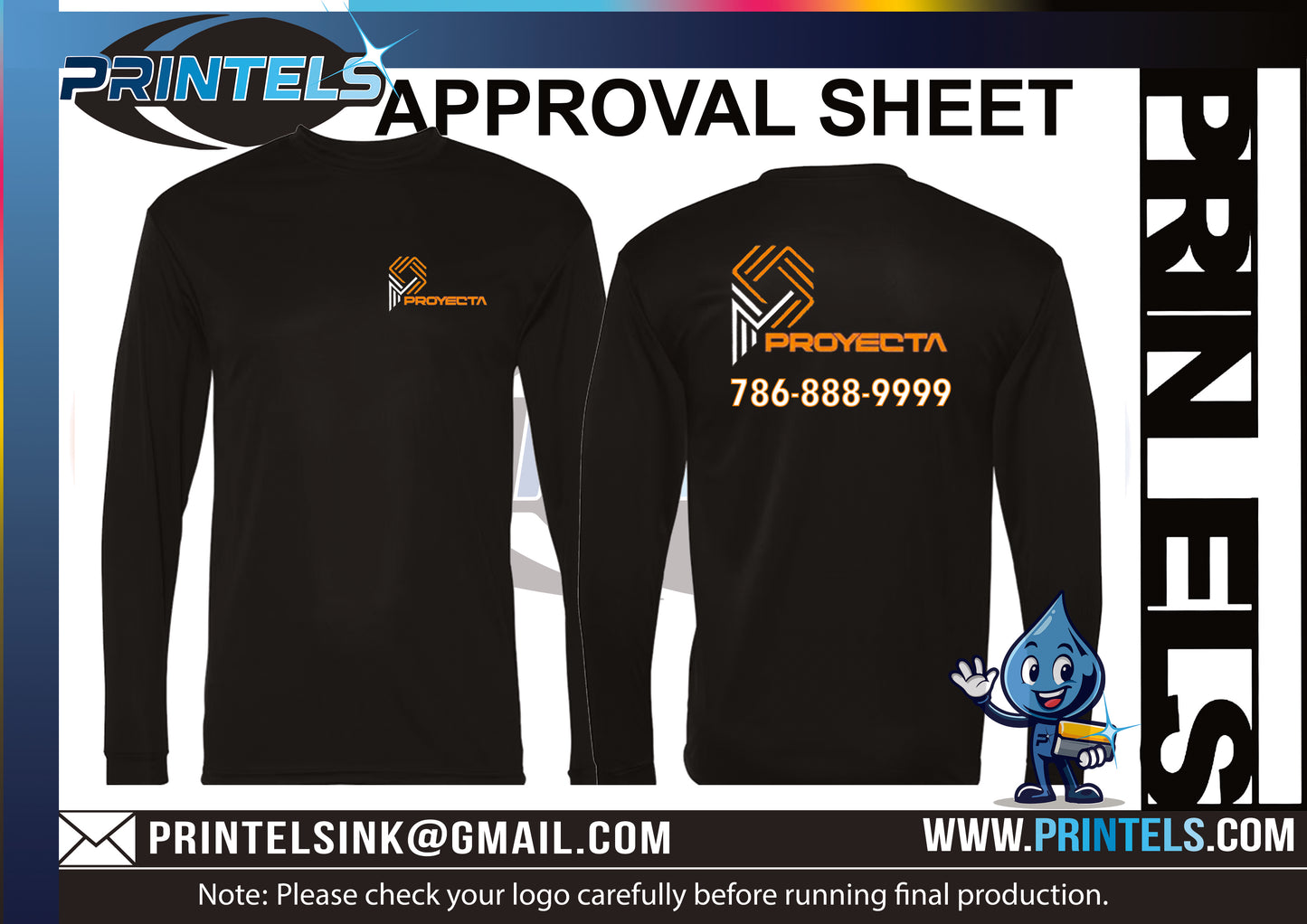 Proyecta LLC Camisetas Manga Largas  100% Algodon - 12 unidades