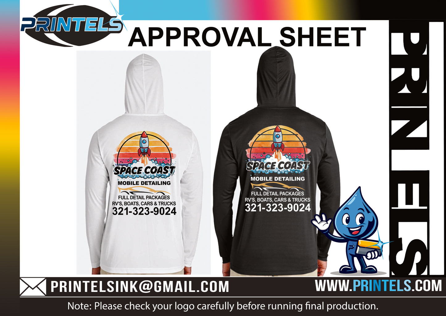 Space Coast Mobile Detailing-  100% Polyester Hooded long sleeve shirts