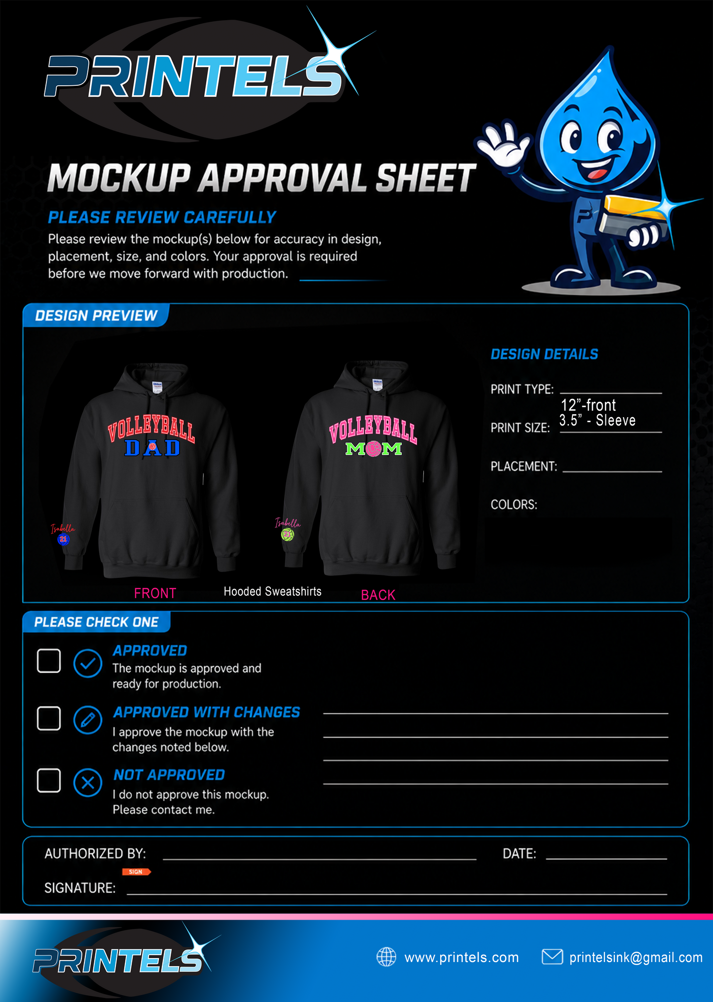 Volleyball Mom and Volleyball Dad Hoodies - 2 pcs